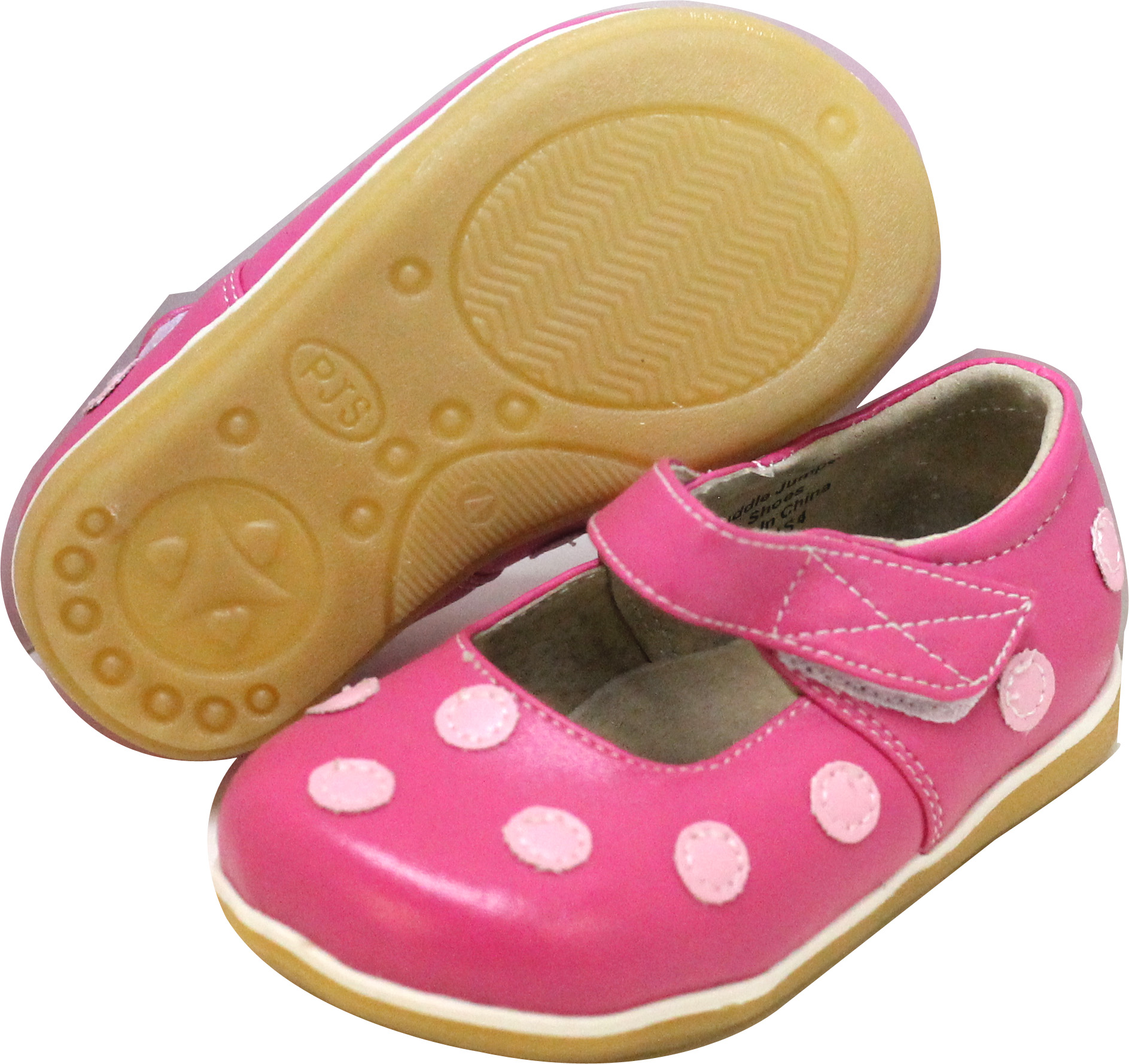 PJ's Puddle Jumpers Mary Jane Flats FUCHSIA HOT PINK Polka Dot Shoes 13  ❤️sj7m38