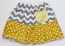 Grey Chevron Yellow Polka Dot Ruffle Skirt w/ Pocket