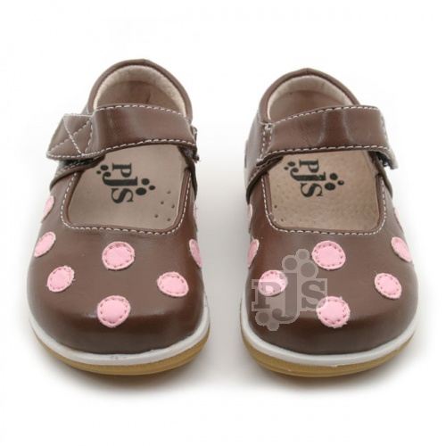 Chocolate with Pink Polka Dots Toddler Mary Janes